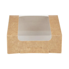 Hotpack Kraft Square Deli Box with a Window, 24 x 24 x 10 cm, 150 PCs