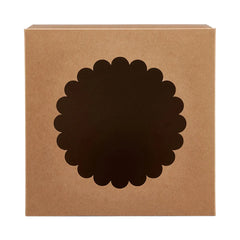 Hotpack Kraft Cake Box with a Round Window, 35 x 35 cm, 100 PCs