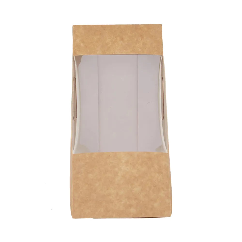 hotpack kraft sandwich wedge box with window single 13 x 6 x 18 cm 250 pcs