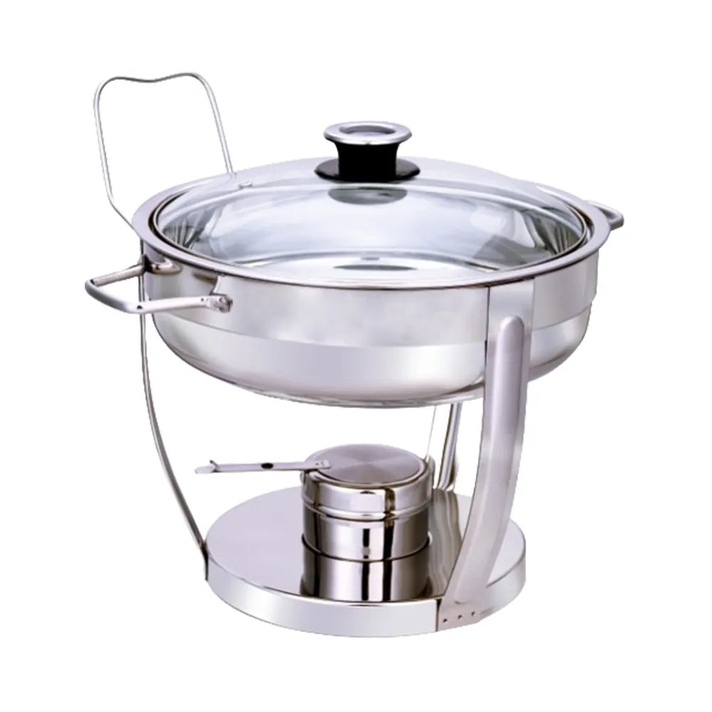 pradeep round chafing dish with glass lid 4000ml