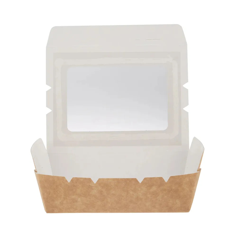 hotpack brown top lunch box with window 12 x 9 x 4 cm 150 pcs