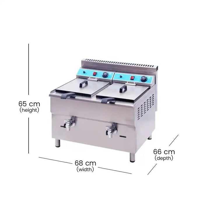 ths gf 182 gas fryer double with heavy duty elements 68 x 66 x 65 cm