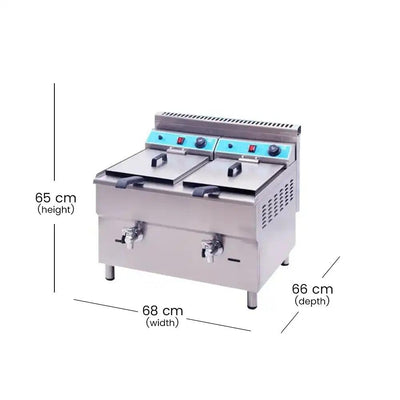 ths gf 182 gas fryer double with heavy duty elements 68 x 66 x 65 cm