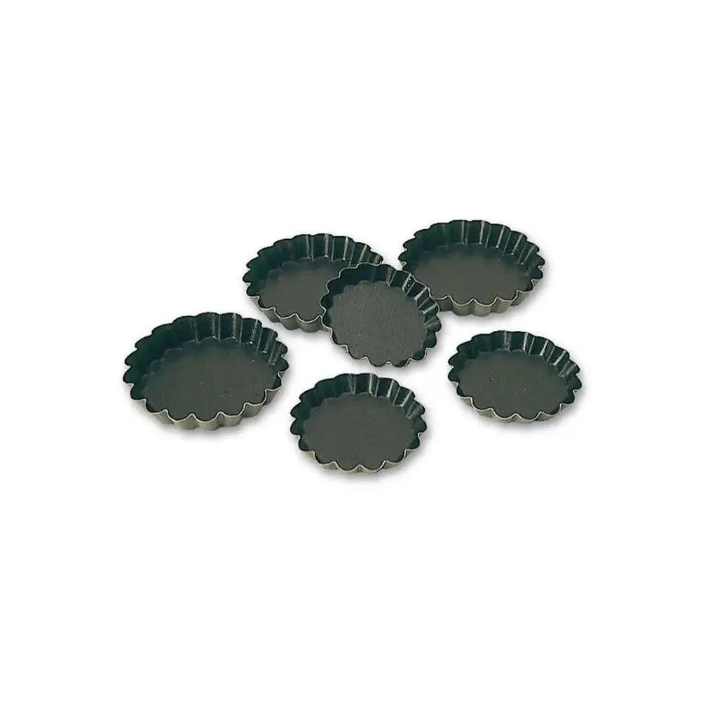 Matfer Bourgeat Stainless Steel Exopan Fluted Tartlet Tins, 25 Pieces, 8 cm