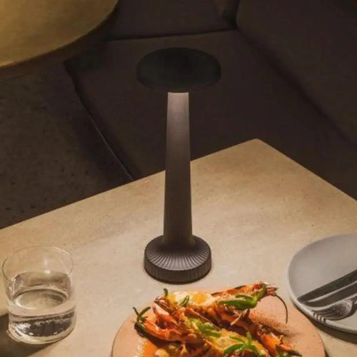 Neoz Rechargeable Cordless Table Lamp Tall Poppy For Bar/Restaurant/Coffee Shop, Bedside Light For Bedroom 270 x 94 mm, Color: Satin Black