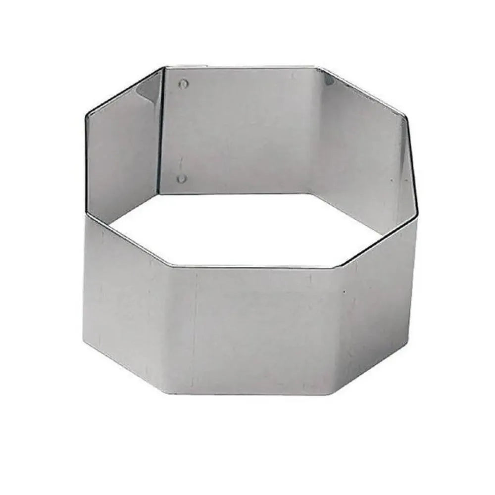 Paderno 47425-30 Stainless Steel Mini Cake Ring Hexagon, L 6 x H 3 cm, Set of 6 Pcs