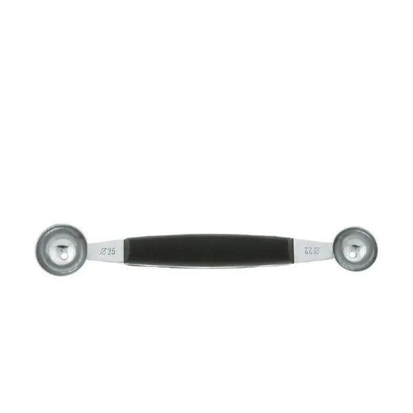 Paderno 48286-59 Stainless Steel,Black Handle Melon Baller Double Round 22-25 mm