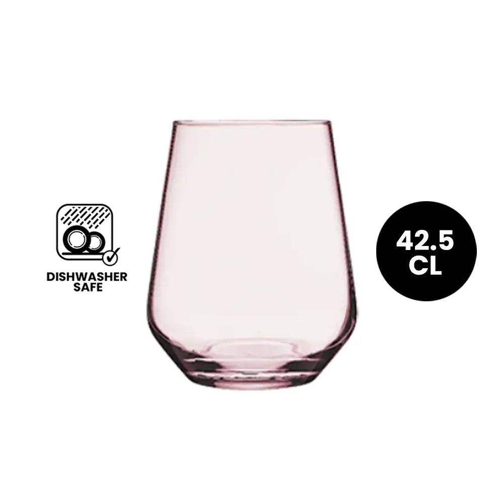 Pasabahce Allegra 41536 Water Tumbler Glass 42.5cl, Pink - 4/Case - HorecaStore