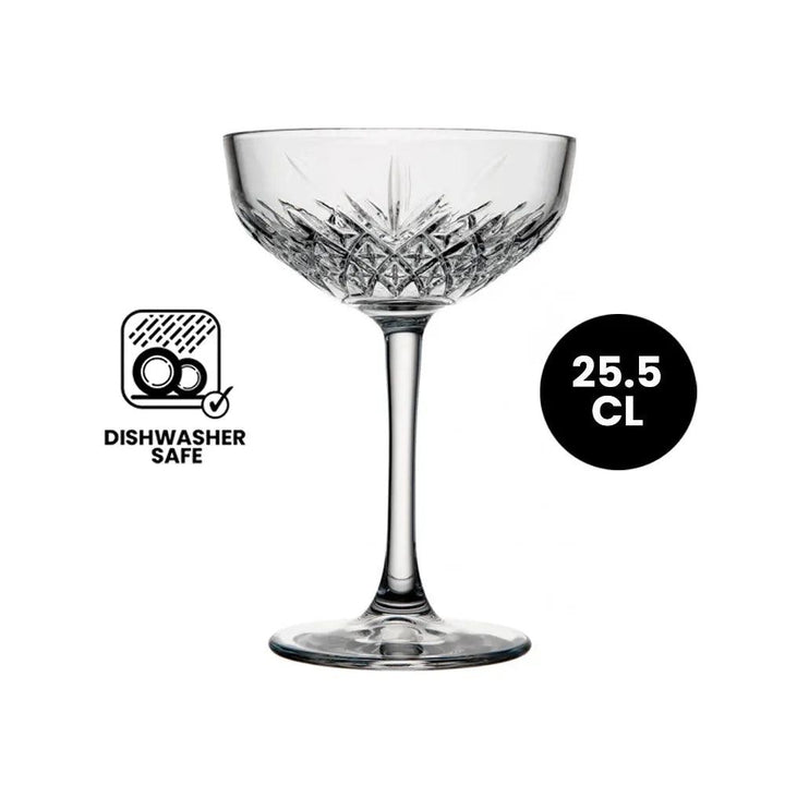 Pasabahce Timeless 440236 Champagne Coupe Glass 25.5cl - 4/Case - HorecaStore