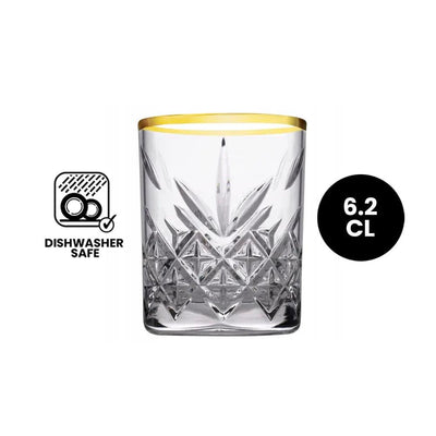 Pasabahce Timeless 52780G Gold Rim Shot Tumbler Glass 6.2cl - 4/Case - HorecaStore