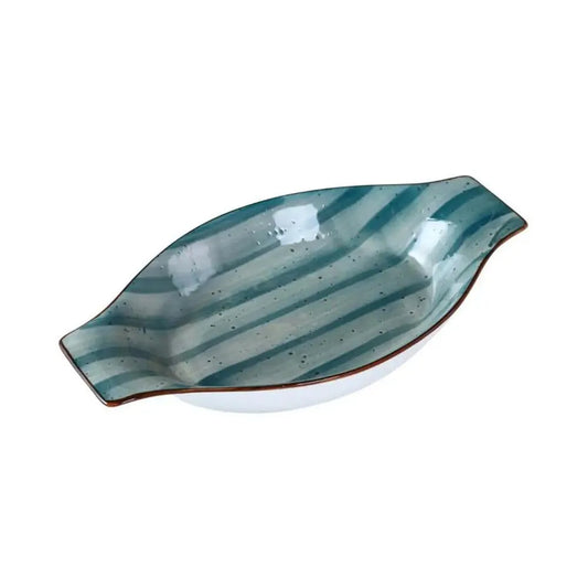 Porceletta Porcelain Banana Plate Green Color Glazed, 21.5 cm