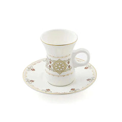 Porceletta Porcelain Belly Tea Cup & Saucer Set Ivory, 12 pieces