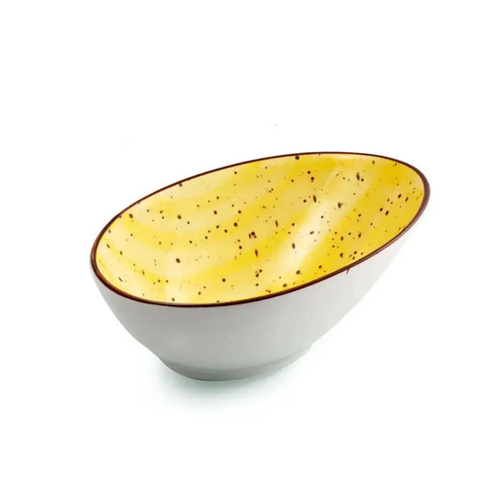 Porceletta Porcelain Boat Bowl Yellow Color Glazed, 18 cm