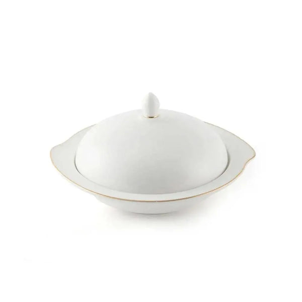 Porceletta Porcelain Bowl with Cover Ivory & Gold, 19 cm