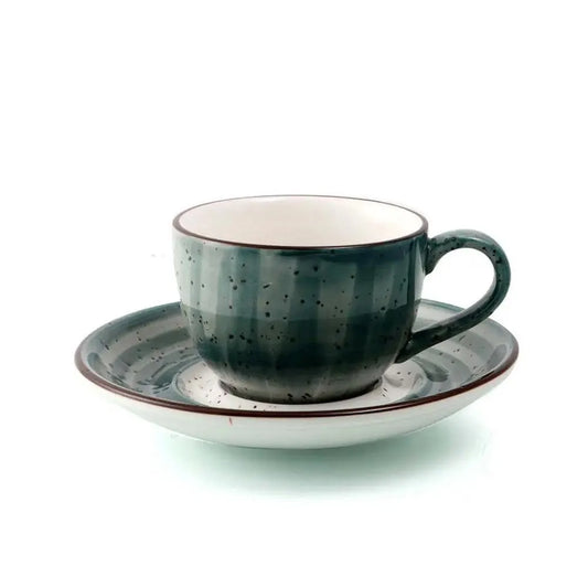 Porceletta Porcelain Coffee Cup & Saucer Green Color Glazed, 80 ml