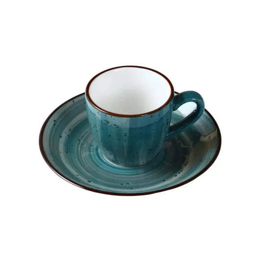 Porceletta Porcelain Espresso Cup & Saucer Green Color Glazed, 80 ml