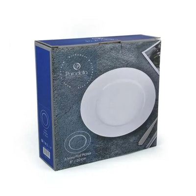 Porceletta Porcelain Flat Plates Set Ivory, 6 Piece, 20 cm