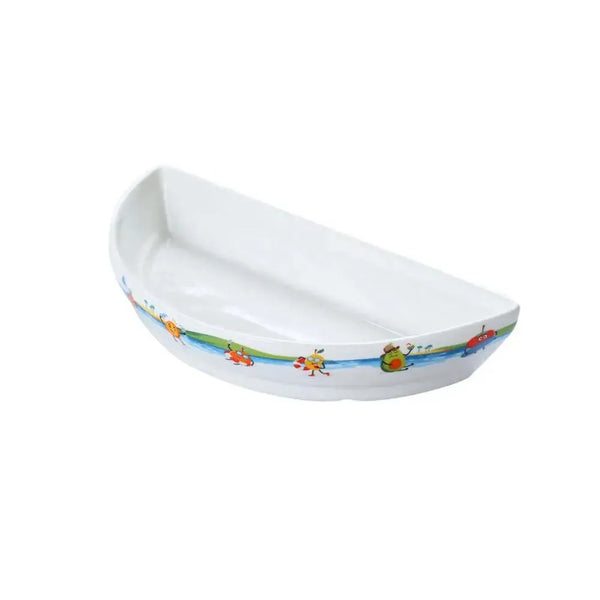 Porceletta Porcelain Kids Half Moon Dish Tropical Design Ivory, 20 cm