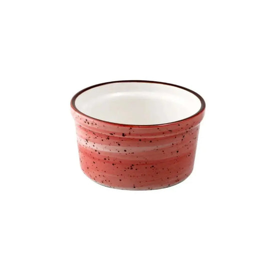 Porceletta Porcelain Lined Ramekin Red Color Glazed, 6.8 cm