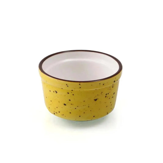 Porceletta Porcelain Lined Ramekin Yellow Color Glazed, 6.8 cm