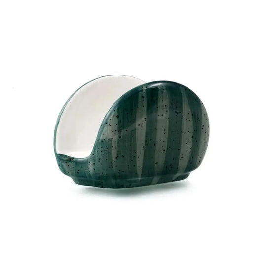 Porceletta Porcelain Napkin Holder Green Color Glazed, 12 cm