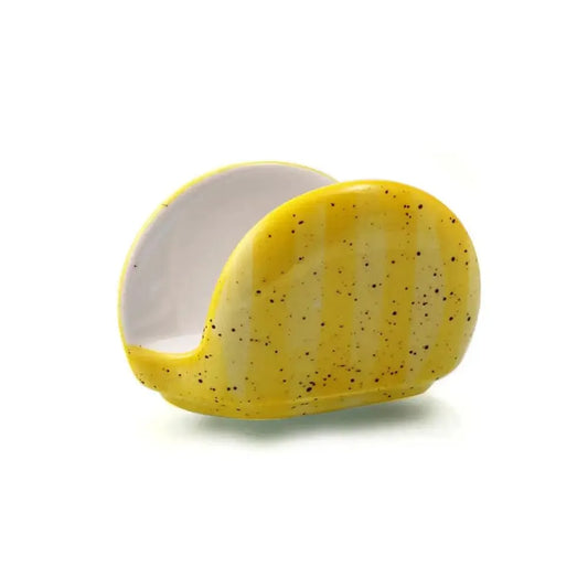 Porceletta Porcelain Napkin Holder Yellow Color Glazed, 12 cm