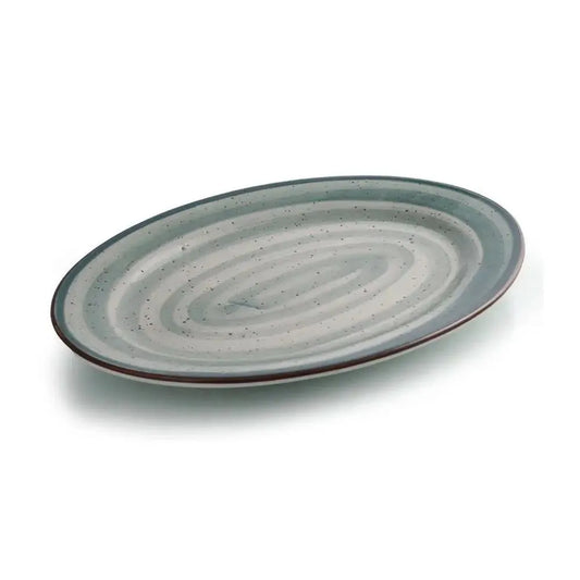 Porceletta Porcelain Oval Plate Green Color Glazed, 29.5 cm