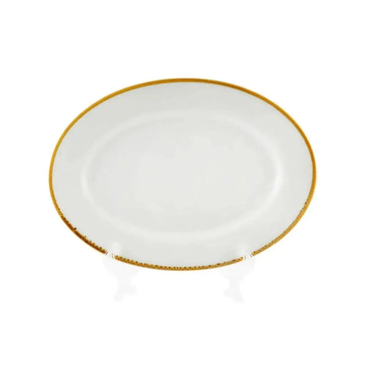 Porceletta Porcelain Oval Plate Ivory Mocha, 25 cm