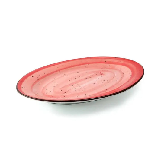 Porceletta Porcelain Oval Plate Red Color Glazed, 29.5 cm