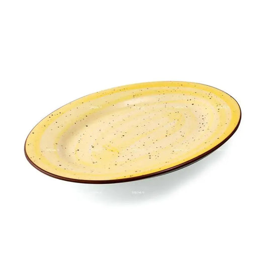 Porceletta Porcelain Oval Plate Yellow Color Glazed, 29.5 cm