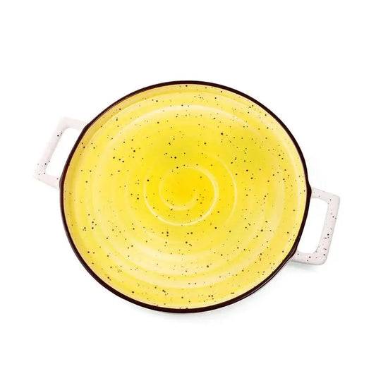 Porceletta Porcelain Pizza Plate Yellow Color Glazed, 26 cm