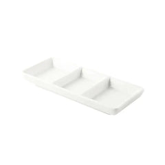 Porceletta Porcelain Rectangular Compartment Dish Ivory, 17.5 cm