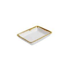 Porceletta Porcelain Rectangular Dish Ivory Mocha, 9 cm