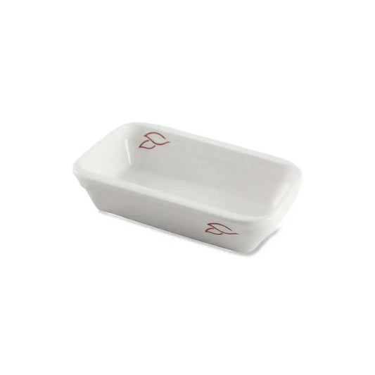 Porceletta Porcelain Rectangular Dish with Logo Ivory, 14 cm