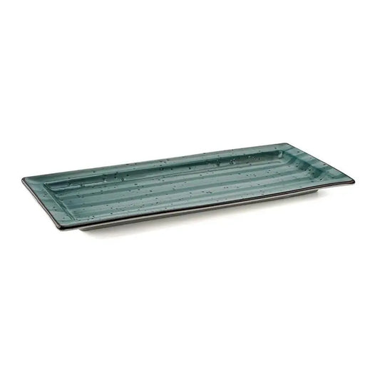 Porceletta Porcelain Rectangular Plate Green Color Glazed, 29 x 12 cm