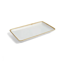 Porceletta Porcelain Rectangular Plate Ivory Mocha, 22.8 cm