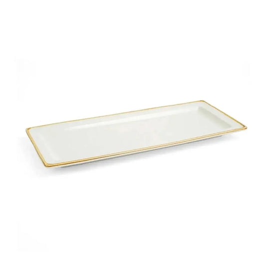 Porceletta Porcelain Rectangular Plate Ivory Mocha, 29 x 12 cm