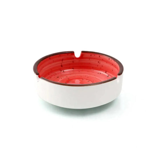 Porceletta Porcelain Round Ashtray Red Color Glazed, 10 cm