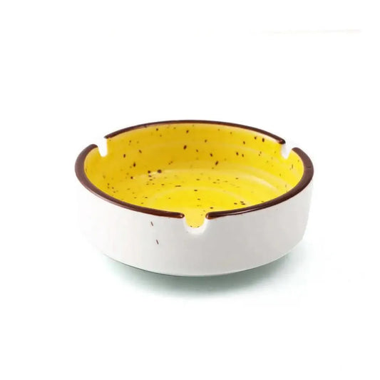 Porceletta Porcelain Round Ashtray Yellow Color Glazed, 10 cm