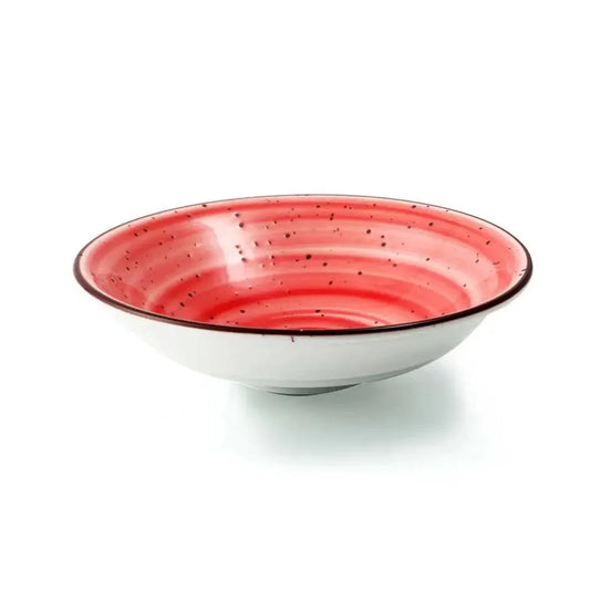 Porceletta Porcelain Salad Bowl Red Color Glazed, 17 cm