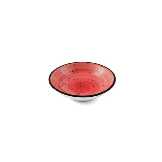 Porceletta Porcelain Sauce Dish Red Color Glazed, 9.5 cm