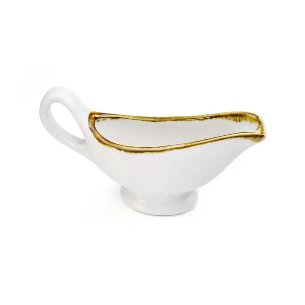 Porceletta Porcelain Sauce & Gravy Boat Ivory Mocha, 15 cm