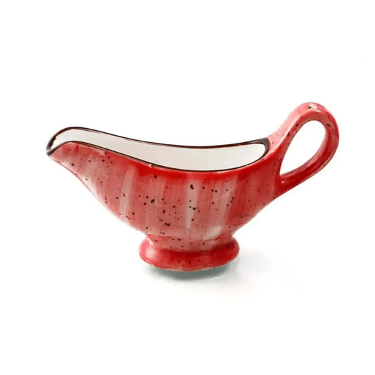 Porceletta Porcelain Sauce & Gravy Boat Red Color Glazed, 15 cm