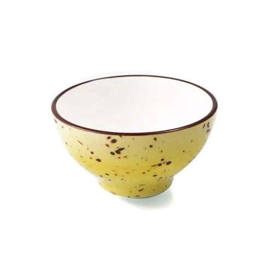 Porceletta Porcelain Small Footed Bowl Yellow Color Glazed, 8 cm