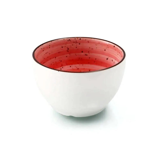 Porceletta Porcelain Soup Cup Red Color Glazed, 11.3 cm