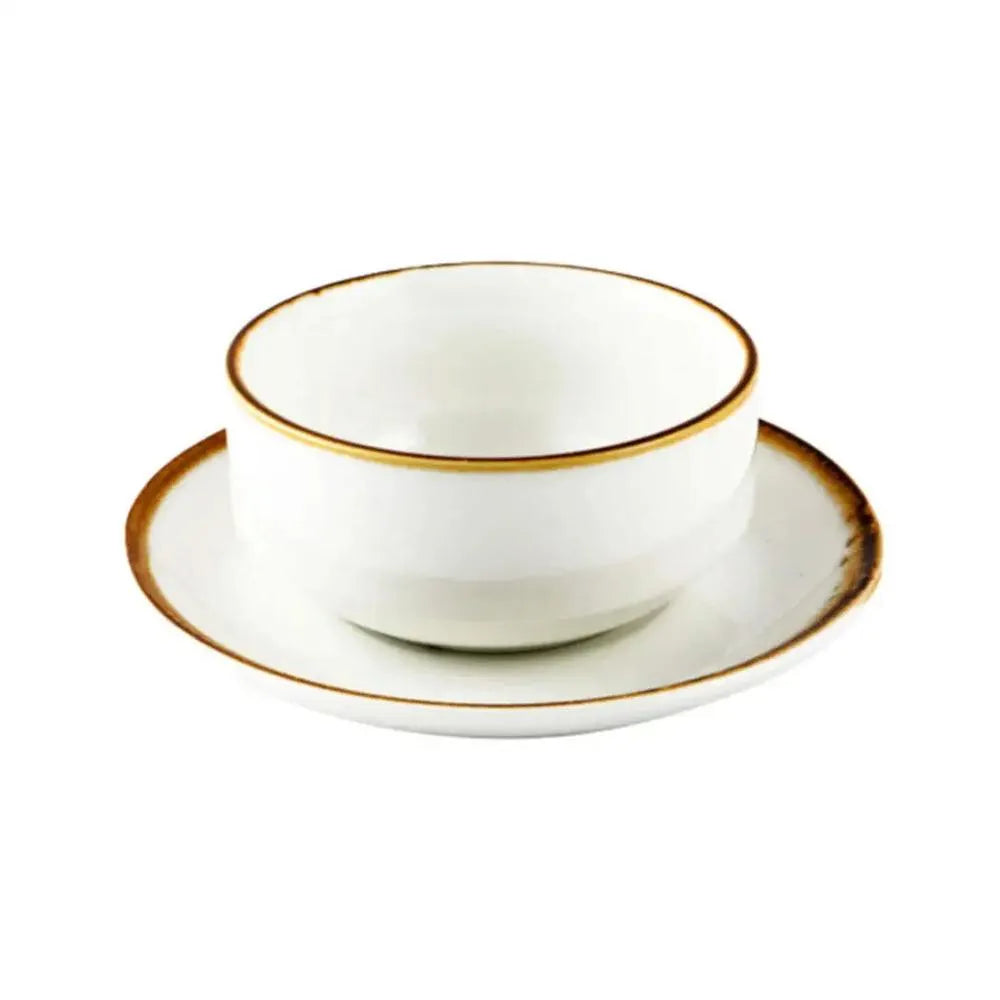 Porceletta Porcelain Soup Cup & Saucer Ivory Mocha, 220 ml