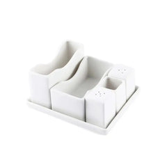 Porceletta Porcelain Square Salt & Pepper Set Ivory, 17.5 x 14.8 x 9.2 cm