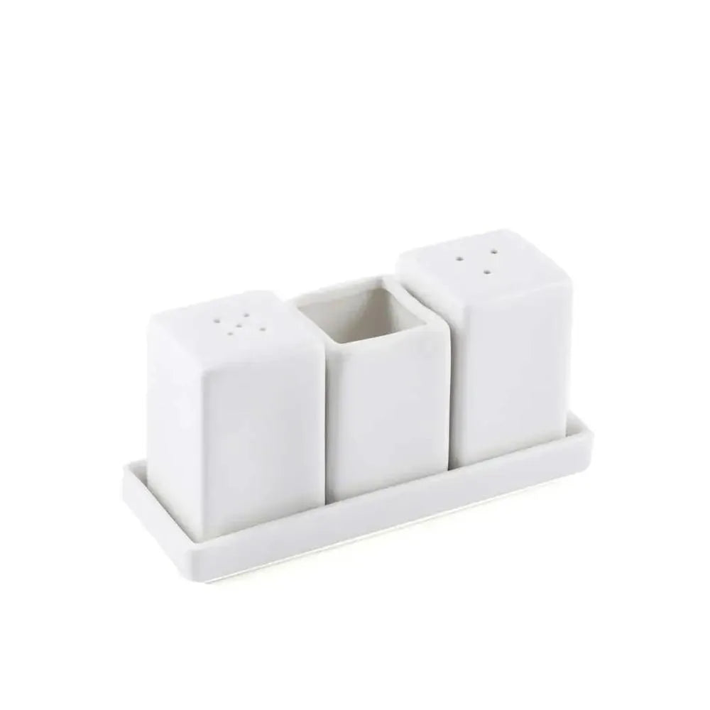 Porceletta Porcelain Square Salt & Pepper Shakers Ivory