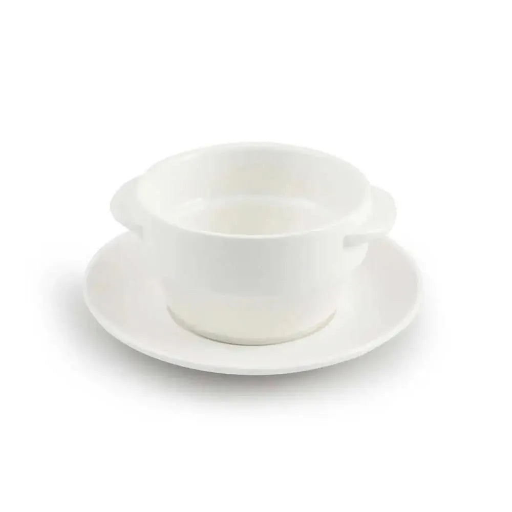 Porceletta Porcelain Stackable Soup Cup with Handle & Saucer Ivory, 15.3 x 6.6 cm