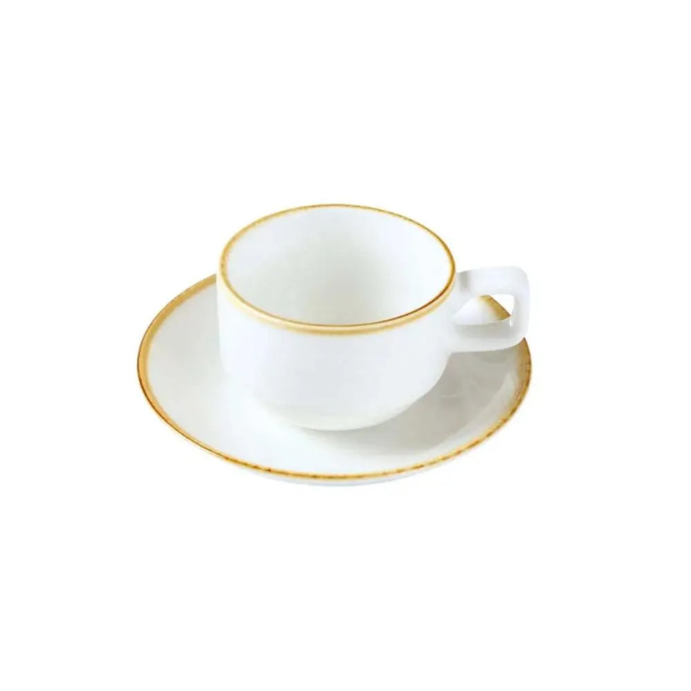 Porceletta Porcelain Tea Cup & Saucer Ivory Mocha, 200 ml